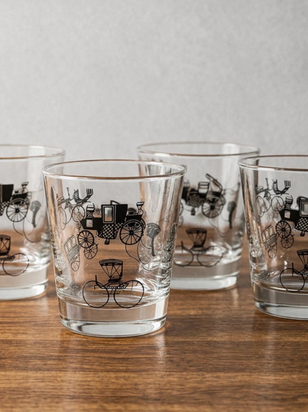 Vintage Libbey Barware Glasses Set of 4 – Mid Century Horse Carriage Design